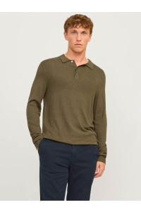 JACK%JONES PREMIUM JPRBLAWILLIAM KNIT POLO LS peat/melange