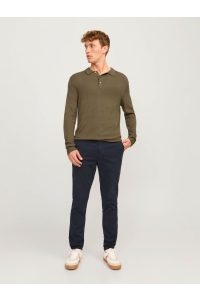JACK%JONES PREMIUM JPRBLAWILLIAM KNIT POLO LS peat/melange