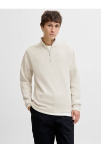 JACK%JONES PREMIUM JPRBLAMILANO STITCH KNIT HALF ZIP S: cloud dancer/melange