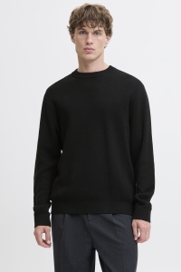 Jack and Jones JPRBLAMILANO STITCH KNIT CREW NECK : black
