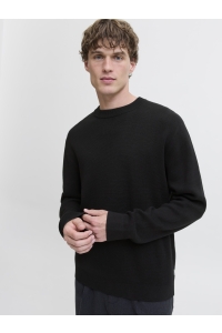 Jack and Jones JPRBLAMILANO STITCH KNIT CREW NECK : black