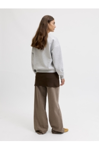 Jack and Jones JXMERLE RLX SHORT LS CREW SWT LN light grey melange/kyoto japan