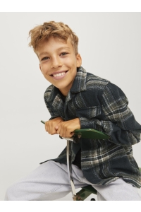 jack en jones boys JORVESTERBRO CHECK OVERSHIRT LS JNR forest river