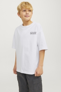 jack en jones boys JORBROOKLYN GRAPHIC BACK TEE SS C. : bright white/volume
