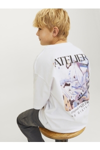 jack en jones boys JORBROOKLYN GRAPHIC BACK TEE SS C. : bright white/volume