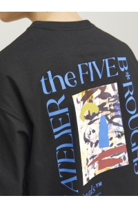 jack en jones boys JORBROOKLYN GRAPHIC BACK TEE SS C. : black/volume