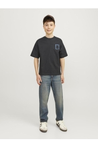 jack en jones boys JORBROOKLYN GRAPHIC BACK TEE SS C. : black/volume