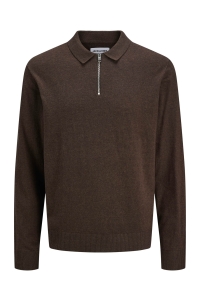 JJEEMIL KNIT POLO HALF ZIP LS NOOS mulch/twist
