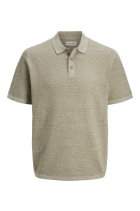 JJEGEORGE KNIT POLO SS SN coriander/w. cloud dancer