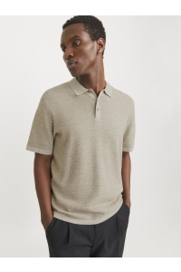 JJEGEORGE KNIT POLO SS SN coriander/w. cloud dancer