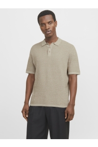 JJEGEORGE KNIT POLO SS SN coriander/w. cloud dancer