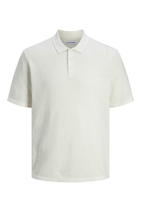 JJEGEORGE KNIT POLO SS SN cloud dancer