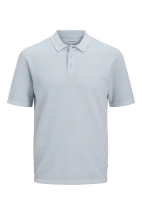 JJEGEORGE KNIT POLO SS SN chambray blue/w. cloud dancer