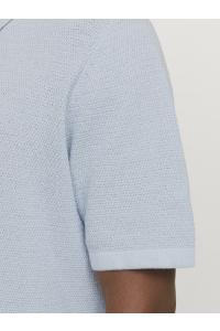 JJEGEORGE KNIT POLO SS SN chambray blue/w. cloud dancer