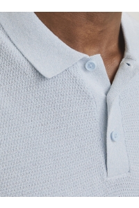 JJEGEORGE KNIT POLO SS SN chambray blue/w. cloud dancer