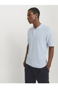 JJEGEORGE KNIT POLO SS SN chambray blue/w. cloud dancer