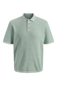 JJEGEORGE KNIT POLO SS SN granite green/w. cloud dancer