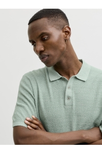 JJEGEORGE KNIT POLO SS SN granite green/w. cloud dancer