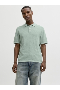 JJEGEORGE KNIT POLO SS SN granite green/w. cloud dancer