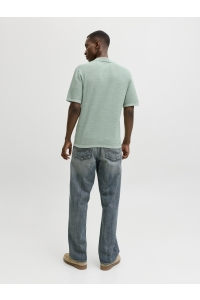 JJEGEORGE KNIT POLO SS SN granite green/w. cloud dancer