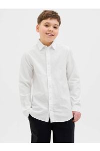jack en jones boys JJEBREEZE LINEN BLEND SHIRT LS SN J: white