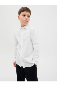 jack en jones boys JJEBREEZE LINEN BLEND SHIRT LS SN J: white