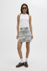 JACK&JONES ORIGINALS JXSANDY SHORT MW PKT DENIM SKIRT DN: light grey denim