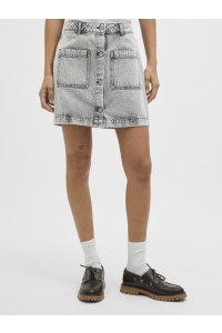 JACK&JONES ORIGINALS JXSANDY SHORT MW PKT DENIM SKIRT DN: light grey denim