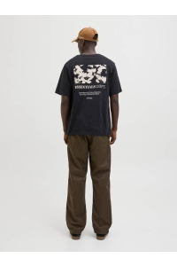 JACK&JONES ORIGINALS JJJEFF MONOCHROME TEE SS CREW NECK black