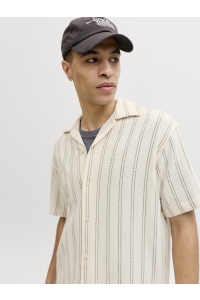 Jack and Jones JORCOBA STRIPE RESORT SHIRT SS SN antique white/stripes