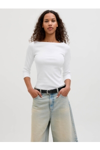 JACK&JONES ORIGINALS JXFIFI STR 3/4 BOATNECK TOP JRS NOO: bright white