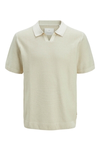JACK%JONES PREMIUM JPRCCEASTON KNIT SPLIT NECK SS SN whitecap gray