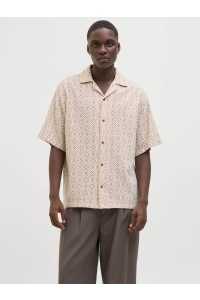 JACK%JONES PREMIUM JPRBLUVINCENT PRINT RESORT S/S SHIR: oatmeal/relaxed fit