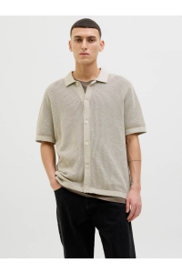 JACK%JONES PREMIUM JPRBLAARTO KNIT POLO SS LN whitecap gray/melange