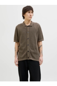 JACK%JONES PREMIUM JPRBLAARTO KNIT POLO SS LN rain drum/melange