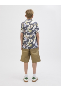 jack en jones boys JORLUKE VARENNA AOP SHIRT SS JNR iron gate