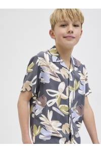 jack en jones boys JORLUKE VARENNA AOP SHIRT SS JNR iron gate