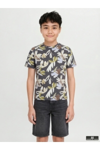 jack en jones boys JORVARENNA AOP TEE SS CREW NECK JNR iron gate/aop