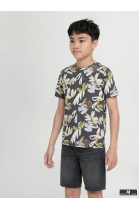 jack en jones boys JORVARENNA AOP TEE SS CREW NECK JNR iron gate/aop
