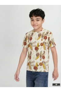 jack en jones boys JORVARENNA AOP TEE SS CREW NECK JNR antique white/aop