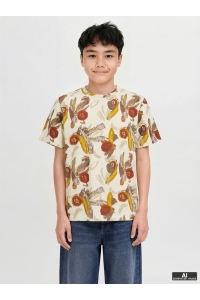 jack en jones boys JORVARENNA AOP TEE SS CREW NECK JNR antique white/aop