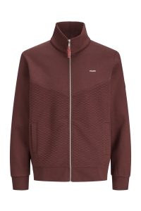 Jack and Jones JPRBLUFRANKIE SWEAT ZIP HIGH NECK bitter chocolate