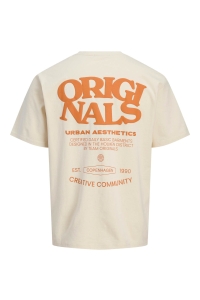 JACK&JONES ORIGINALS JORTAVIRA TYPE BACK TEESS CREW NECK: ecru