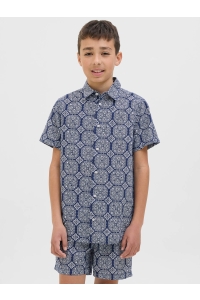 jack en jones boys JORSEERSUCKER AOP SHIRT SS JNR ocean cavern