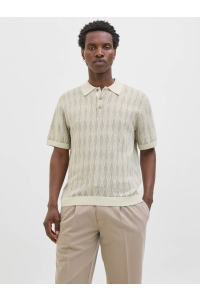 JACK%JONES PREMIUM JPRBLUJUDE KNIT JAQUARD POLO SS whisper white