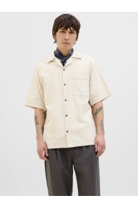 JACK%JONES PREMIUM JPRBLULUKE JACQUARD RESORT S/S SHIR: almond milk