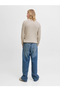 JJEEMIL KNIT CABLE CREW NECK NOOS oatmeal/melange
