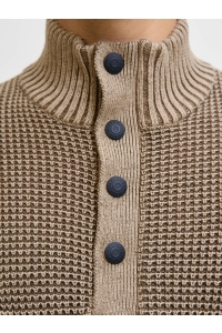 JACK&JONES ORIGINALS JJETHAN KNIT HIGH NECK crockery/twist w. canteen. butto