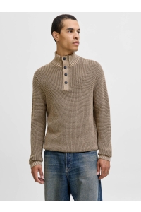 JACK&JONES ORIGINALS JJETHAN KNIT HIGH NECK crockery/twist w. canteen. butto