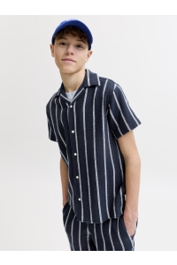 Jack and Jones boys JJECOBA STRIPE RESORT SHIRT SS SN J: sky captain/stripes